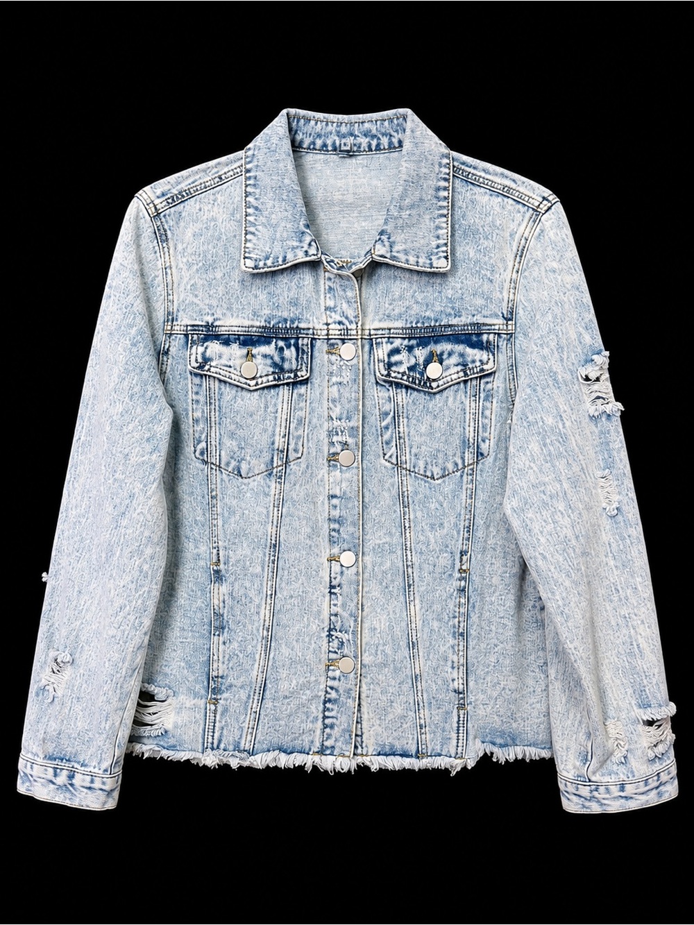 Light Acid Wash Denim Jacket in Light Blue